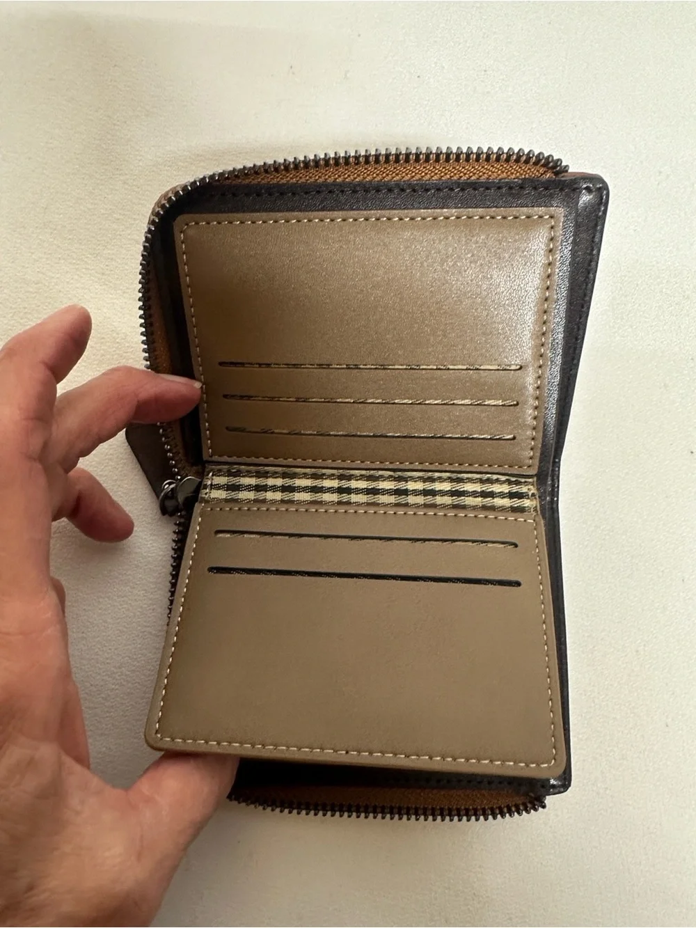 Mens Brown Bifold Zip Wallet - Unbranded